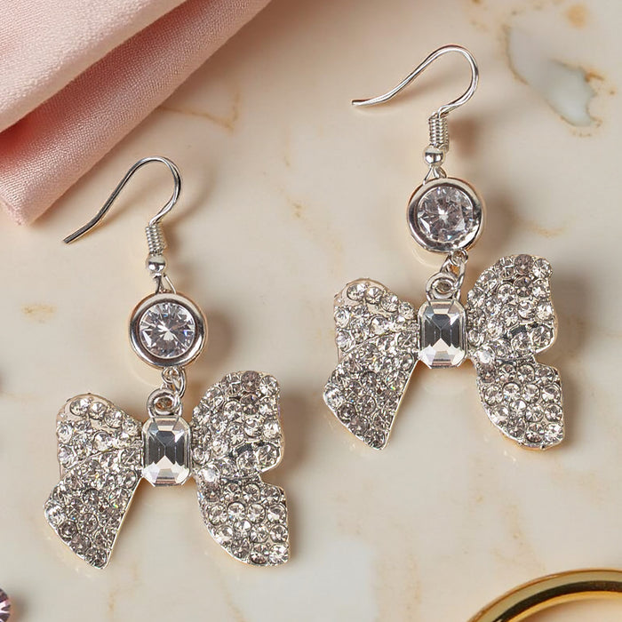 13022 - Crystal Bow Earrings - Clear