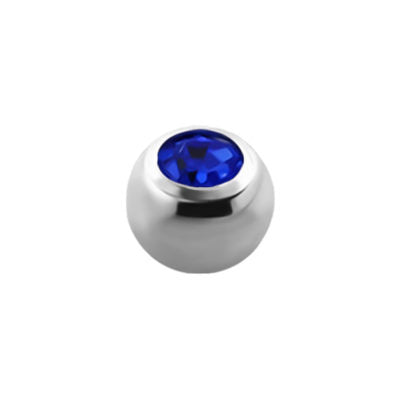 14g Bezel Jewelled Ball SA 4mm / Silver Surgical Steel / Sapphire Externally Threaded