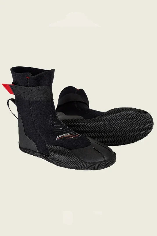 O'Neill Heat 3mm RT Booties Youth, black neoprene split toe surf boots size S