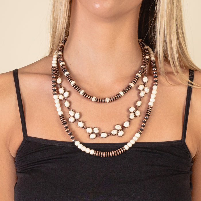 92016 - Squash Blossom Necklace - Ivory & Copper