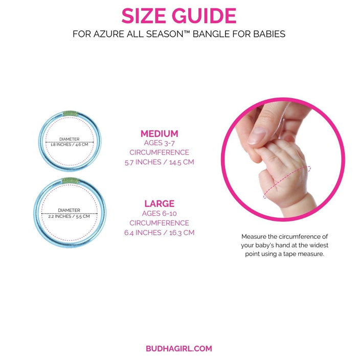 Light Blue Azure All Season Bangle (ASB) for Babies Size Guide | BuDhaGirl
