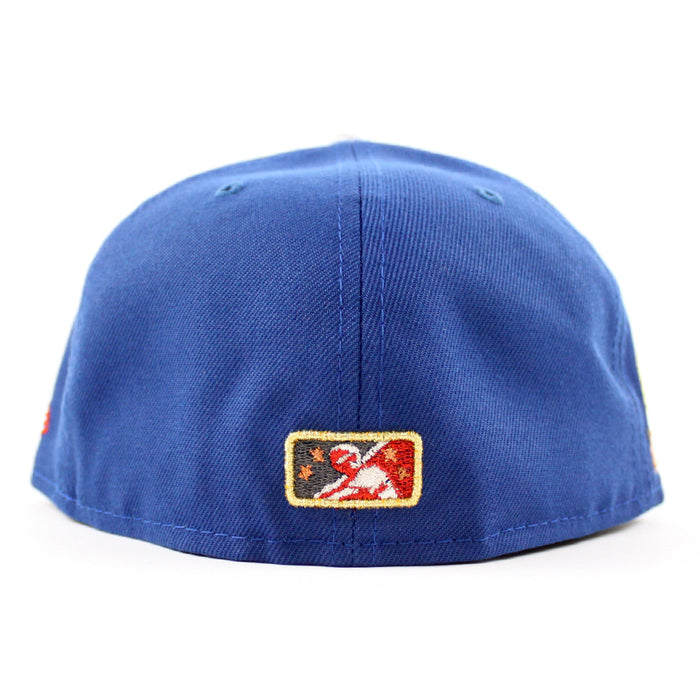 BUFFALO BISONS BISONS 25 Patch New Era 59Fifty Fitted Hat (SONGBIRD BLUE MET SILVER PINOT RED Under Brim)