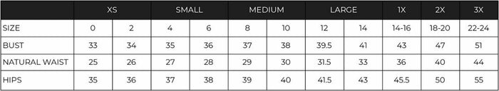 Sugarlips Size Guide