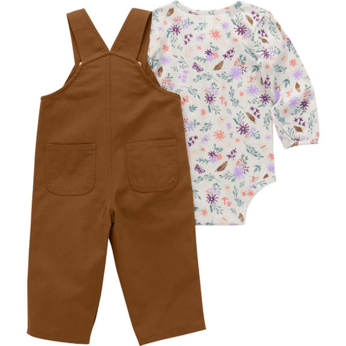 Carhartt Infant Girls' Long Sleeve Bodysuit & Canvas Overall Set Bibs & Overalls Carhartt