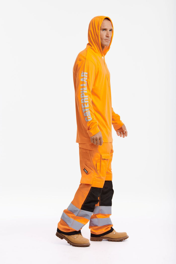 CAT Men's Hi-Vis UPF Hooded Long Sleeve T-Shirt Long Sleeve T-Shirts CAT