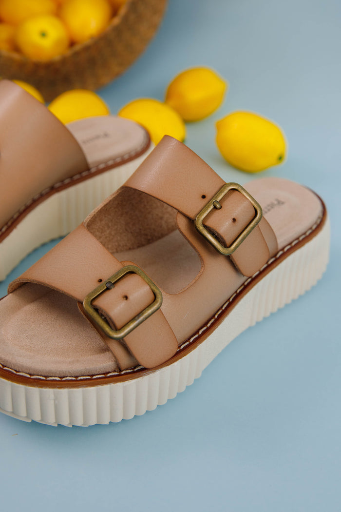 Platform Buckle Sandals- Women's Summer Shoes- Pierre Dumas Slides