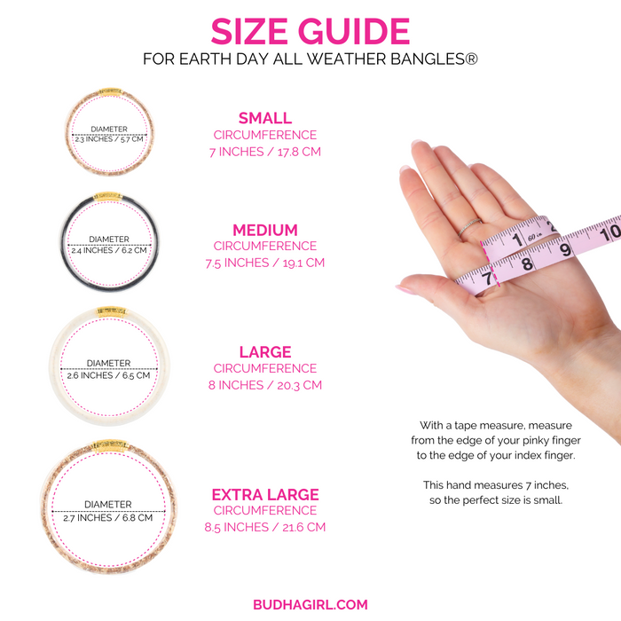 Size Guide for Earth Day All Weather Bangle Bracelets For Women | BuDhaGirl