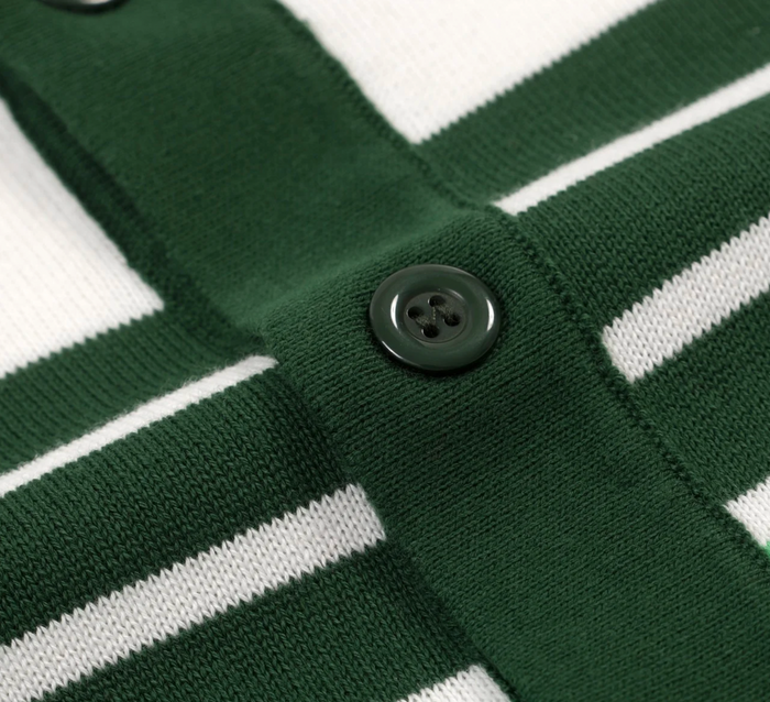 Green Retro Fashion Striped Knitted Cardigan