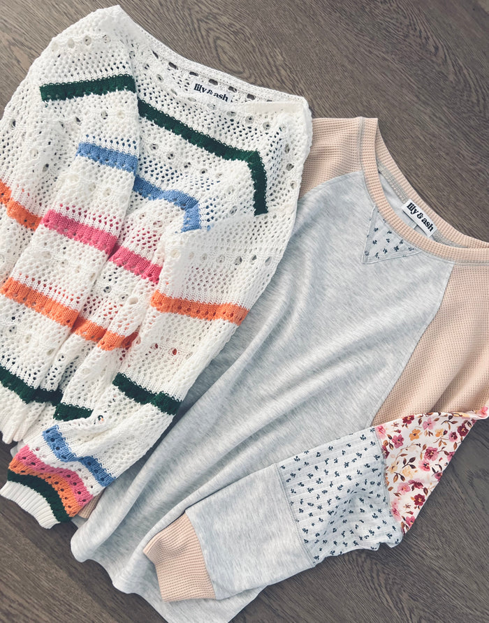 Happy Days Stripe Pointelle Sweater