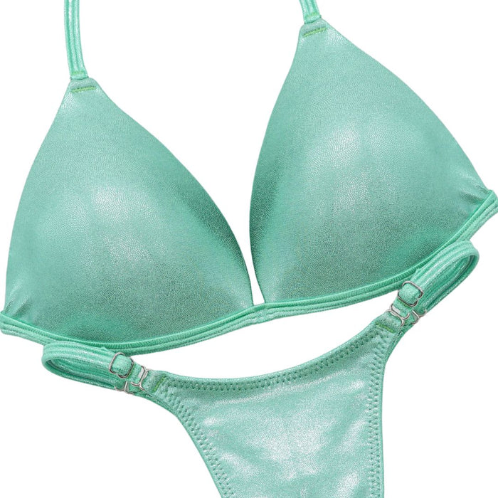 Hologram Mint Posing Practice Suit in mint hologram for bikini posing practice suit and NPC Fit Model Competition Suit