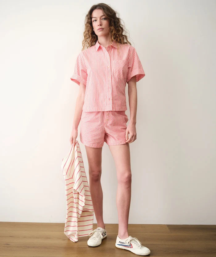 Joy Poplin Boxer Short Cherry Stripe
