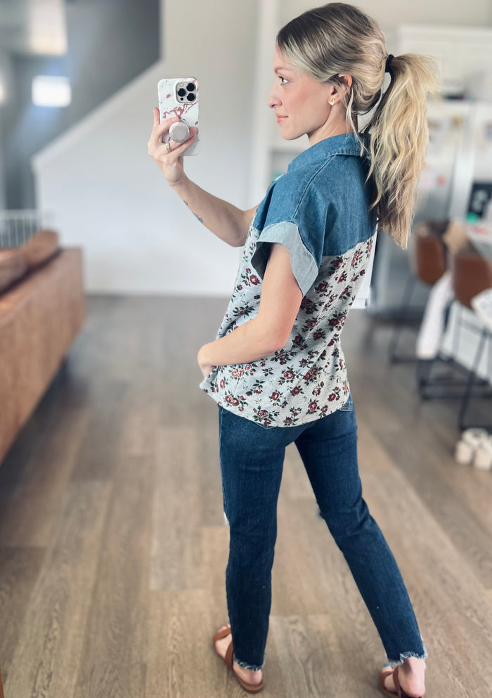 Kenna Chambray Floral Top