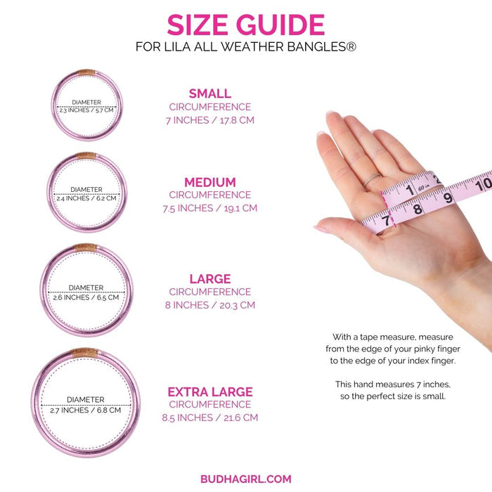Size Guide For Lila All Weather Bangles (AWB) - Serenity Prayer | BuDhaGirl