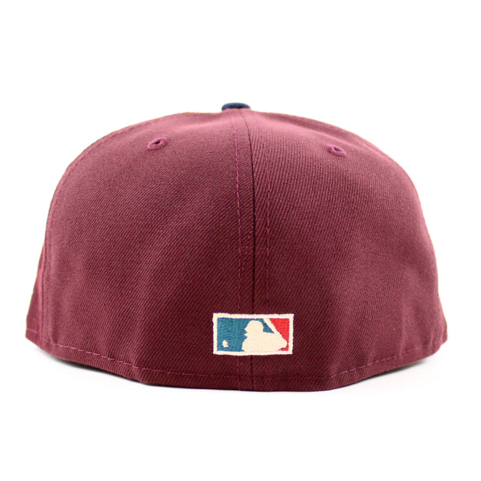 Los Angeles Dodgers 40th Anniversary New Era 59Fifty Fitted Hat (MAROON OCEANSIDE BLUE KHAKI Under Brim)