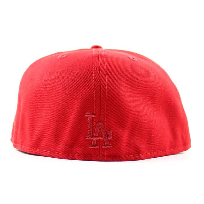 Los Angeles Dodgers Japanese Writing New Era 59Fifty Fitted Hat (Scarlet Red Gray Under Brim)