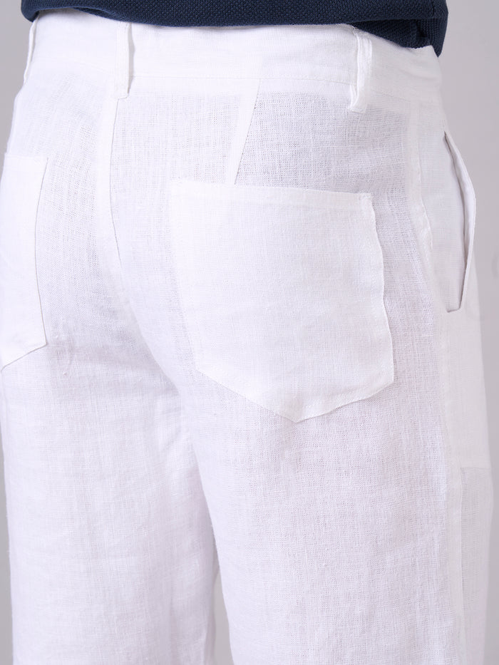 Men's 100% Linen Regular Fit Shorts White