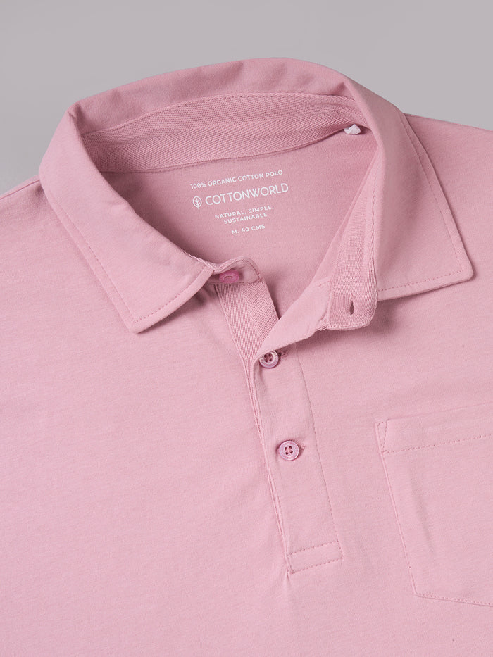 Men's 100% Organic Cotton Regular Fit Tshirt Light Pink