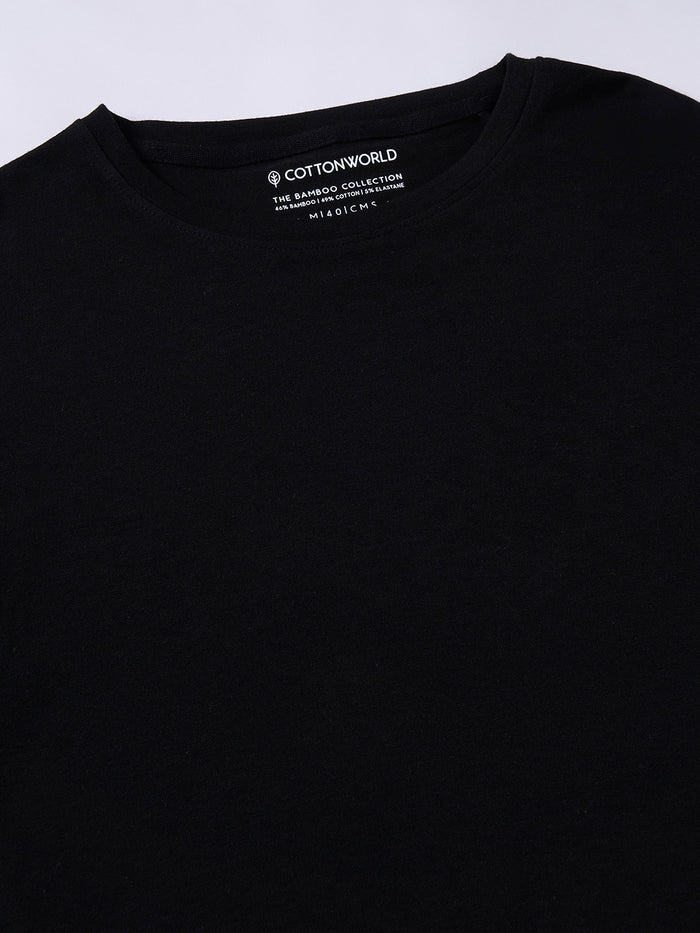 Men's Cotton Bamboo Elastane Regular Fit T-shirt Black