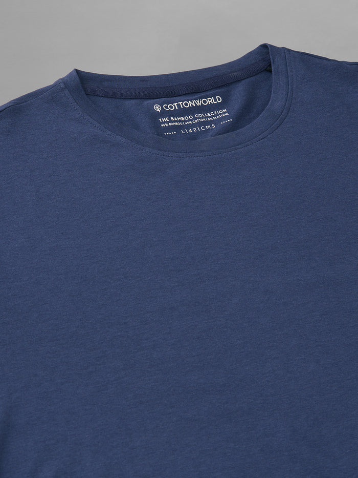 Men's Lavender Cotton Bamboo Elastane Regular Fit Tshirt