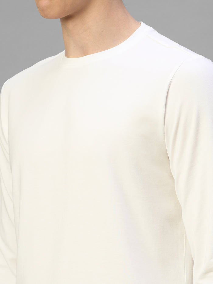 Men's White Cotton Bamboo Elastane Regular Fit Tshirt