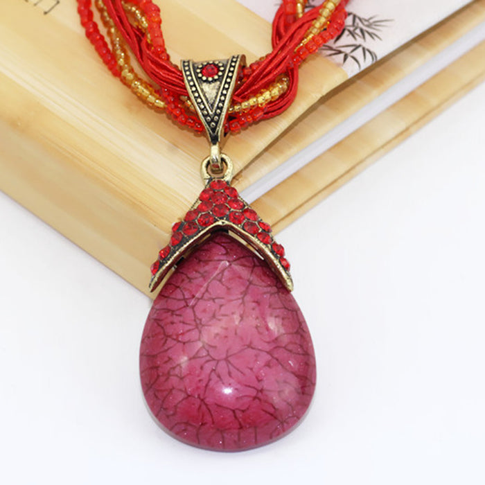 N2573 - Bohemian Red Pendant Necklace