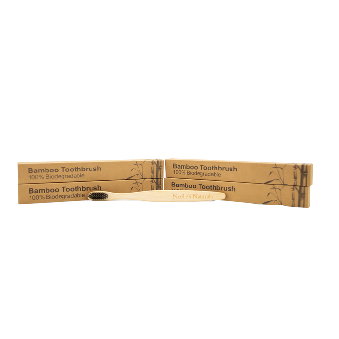 Noelle's Naturals Natural Bamboo Toothbrush is eco-friendly and 100% biodegradable. This convenient pack of 4 toothbrushes is perfect for the whole family or stocking up! The best natural and eco-friendly oral care alternative.