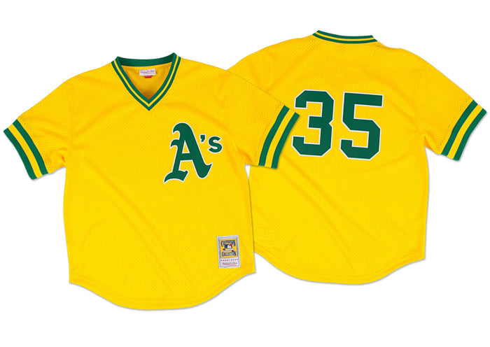 Oakland Athletics #35 Rickey Henderson Mitchell & Ness 1984 Authentic Mesh BP Jersey