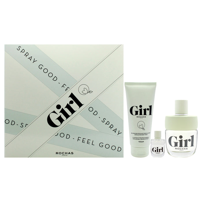 Rochas Girl by Rochas for Women - 3 Pc Gift Set 3.3oz EDT Spray, 0.15oz EDT Spray (Mini), 3.3oz Body Wash