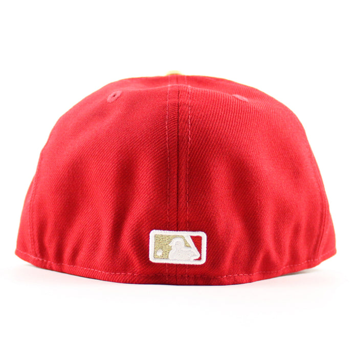 San Francisco Giants New Era 59Fifty Fitted Hat (Scarlet Red Metallic Gold Green Under Brim)