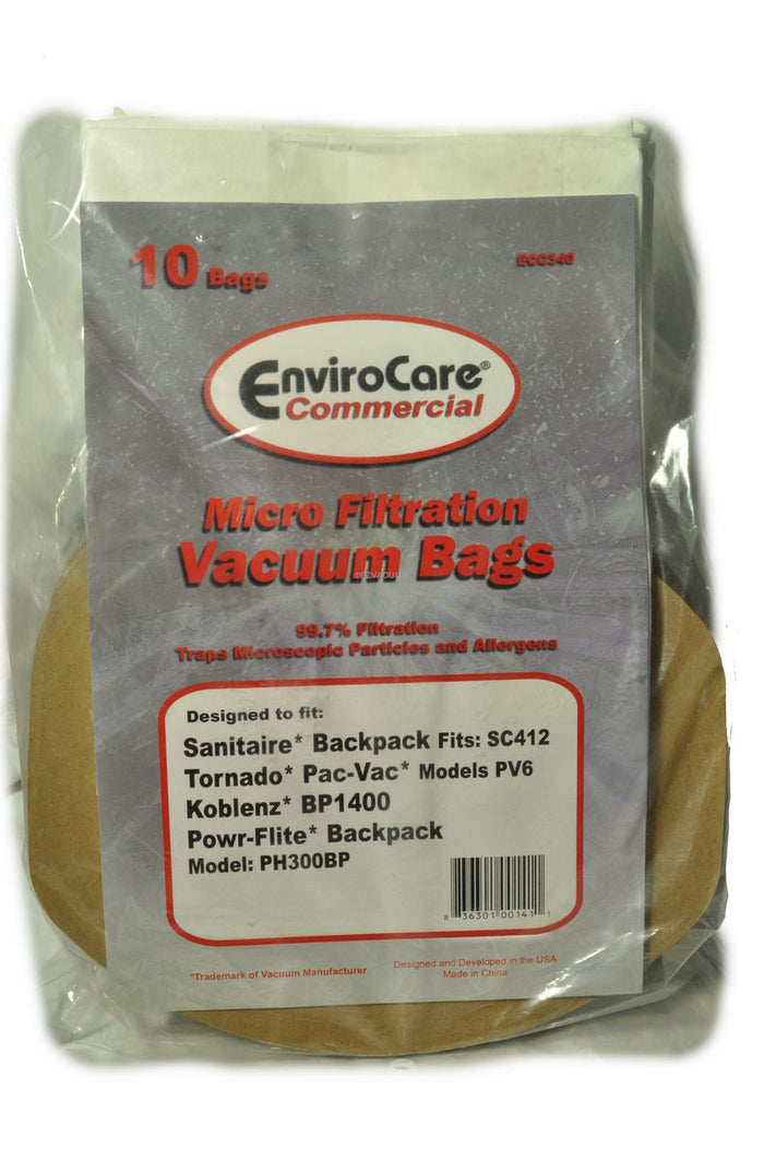 Sanitaire SC412, Tornado Koblenz, Powr-Flite, 10 Vacuum Bags, Part ECC340