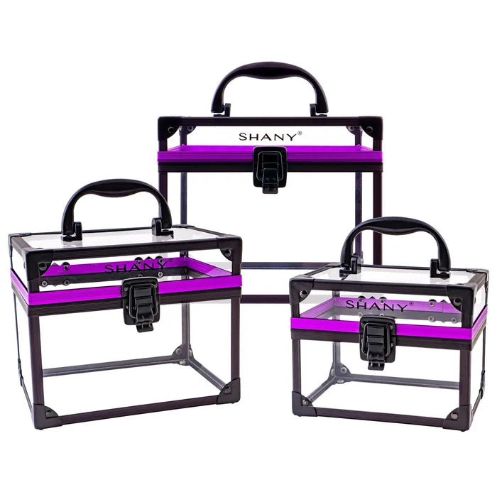 SHANY Clear Cosmetics and Toiletry Train Case Set, Includes 3 Sizes