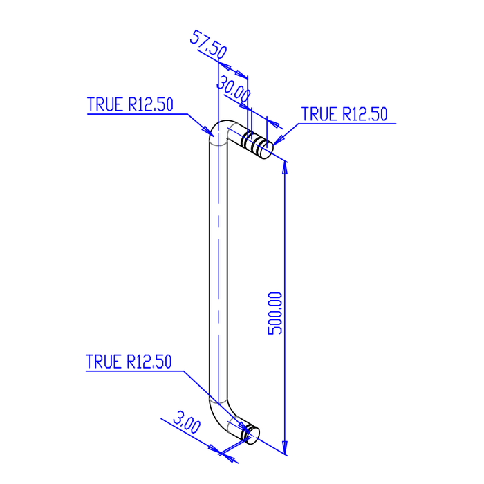 SHOWER DOOR HANDLE TOWEL RAIL 500MM - Image 6