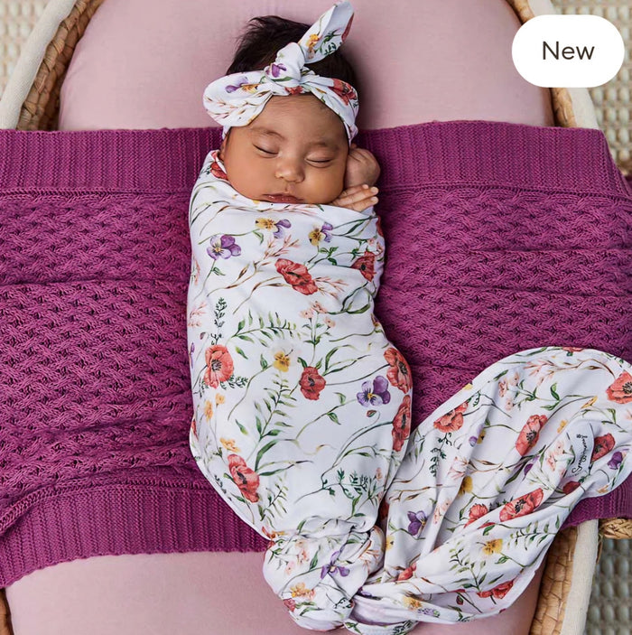 SNUGGLE HUNNY - Meadow Organic Jersey Wrap & Topknot Set