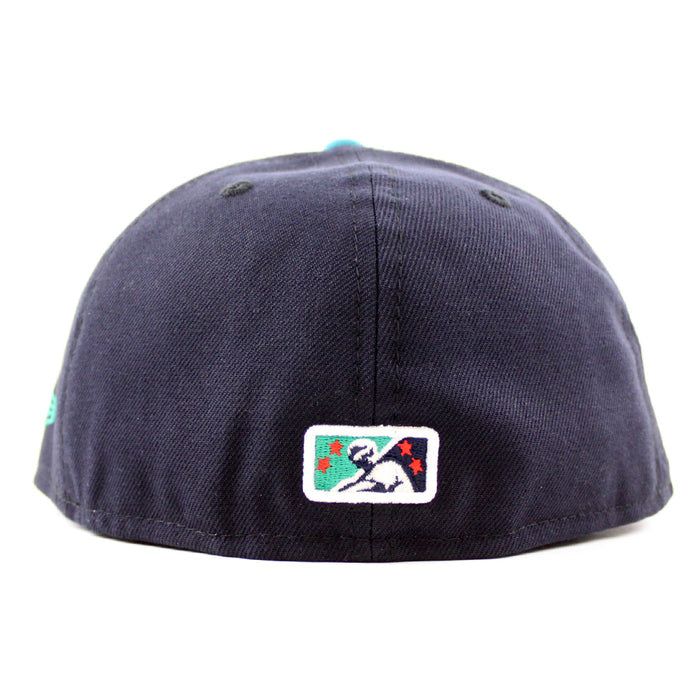 SPOKANE INDIANS SPOKANE INDIANS PATCH New Era 59Fifty Fitted Hat ( NAVY AQUA GREEN Under Brim)