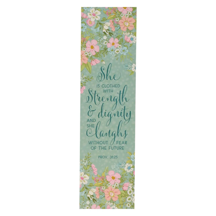 Strength & Dignity Teal Teacher Bookmark Set of 10 - Prov 31:25
