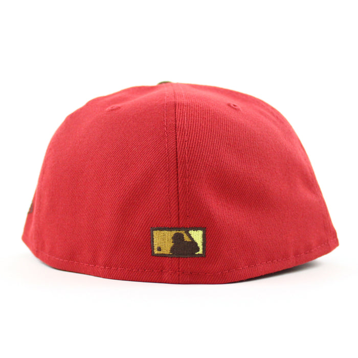 Tampa Bay Devil Rays INAUGURAL SEASON 1998 New Era 59Fifty Fitted Hat (PINOT RED WALNUT PANAMA TAN UnderBrim)