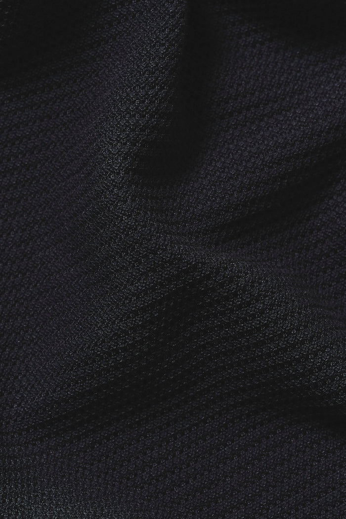 Textured Knitted Open Collar Polo Shirt in Navy - TAILORED ATHLETE - USA
