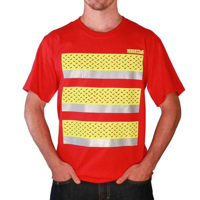 Whistle Workwear Safety Diamond Plate Short Sleeve T-Shirt_Deep Red T-Shirts Whistle Workwear Red 2XL Reg