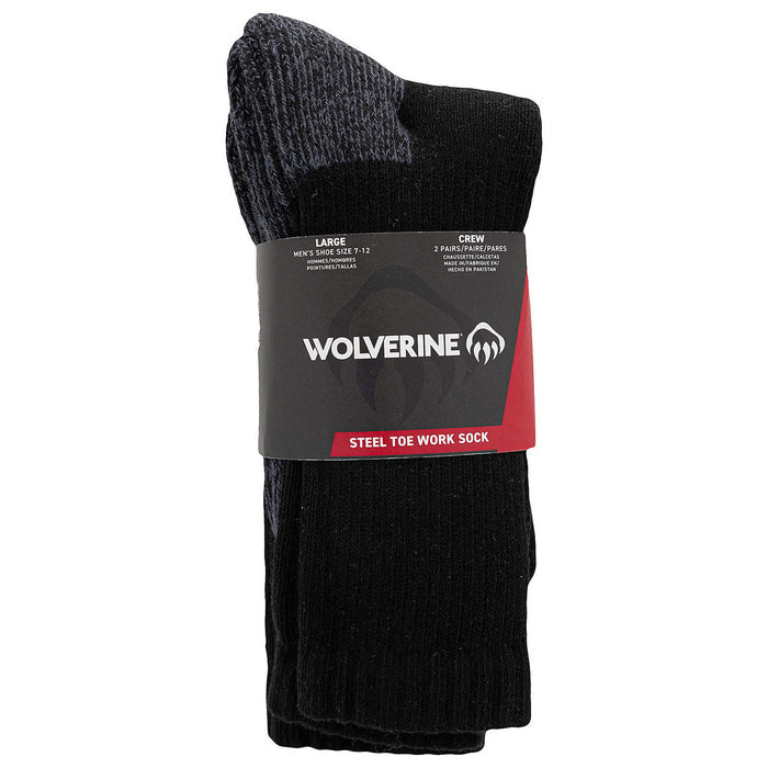 Wolverine 2-Pack Steel Toe Cotton Mid-Calf Sock Socks Wolverine Black OS