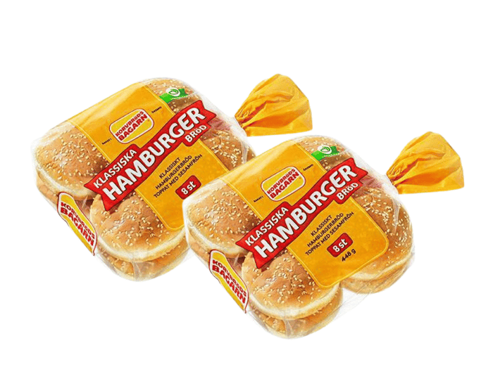 2 x Korvbröds Bagarn Hamburgerbröd 8 Hamburger Buns 448g (15.80 oz) – Authentic Swedish Sesame Hamburger Buns
