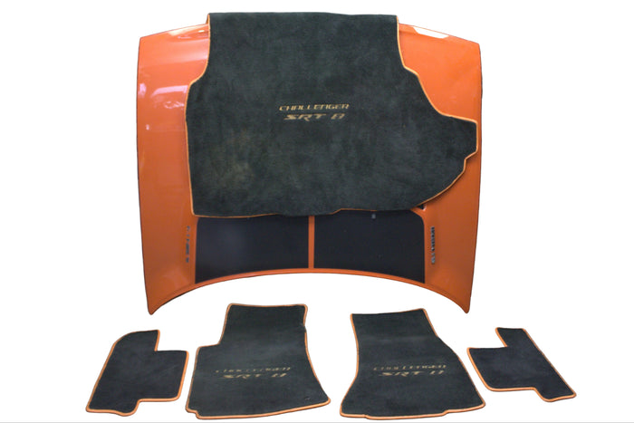 2008-2010 Dodge Challenger SRT8 Manual Orange Carpet Floor Mat Front Rear Set