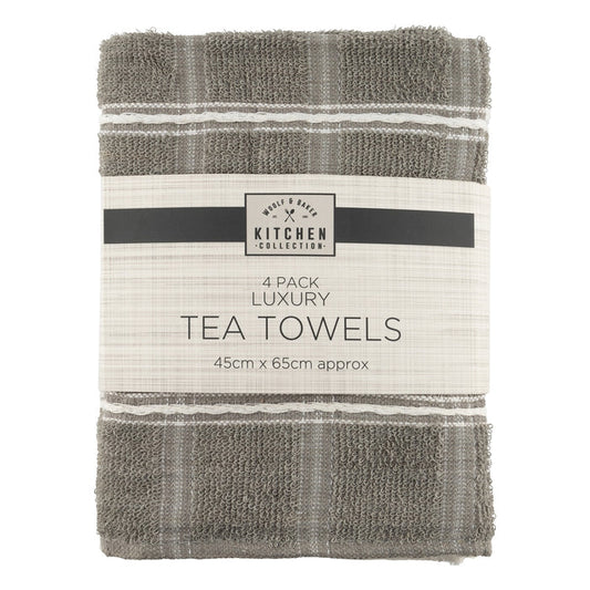 4 Pack Light Grey Luxury Tea Towels 324889-LGREY