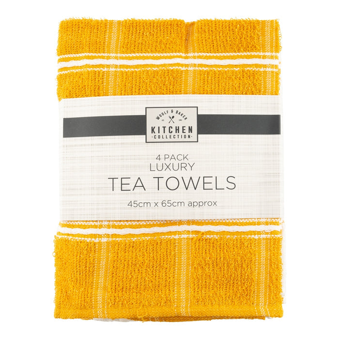 4 Pack Yellow Luxury Tea Towels 324889-YELLOW