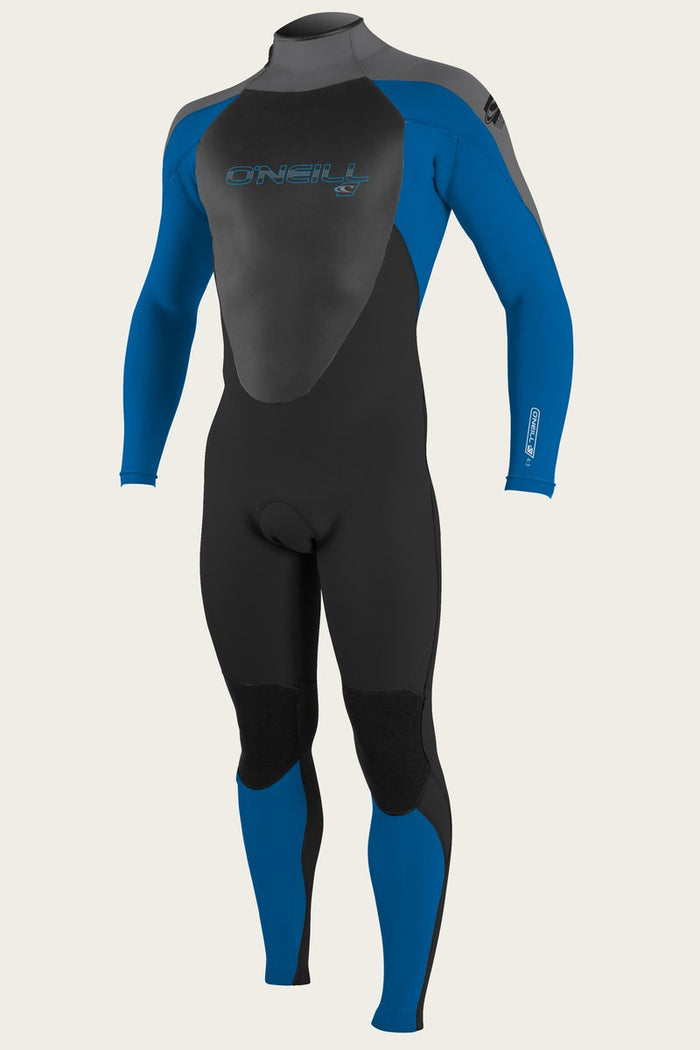 O'Neill Youth Epic 3/2 back zip wetsuit, blue kids full suit size 4