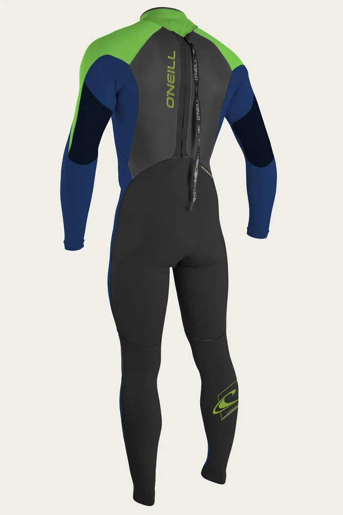 O'Neill Youth Epic 3/2 back zip wetsuit, blue kids full suit size 10