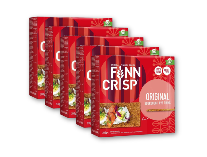 5 Packs of FINN CRISP Original Sourdough Rye Thins 200g (7.05 oz) – Authentic Finnish Wholegrain Rye Crispbread