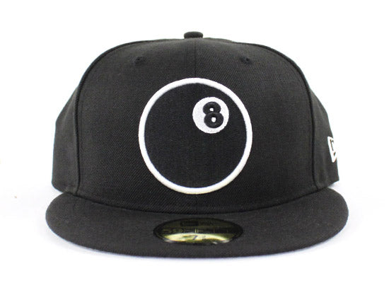 8 Ball New Era 59Fifty Fitted Hats (Black White Gray Under Brim)
