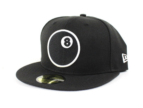 8 Ball New Era 59Fifty Fitted Hats (Black White Gray Under Brim)