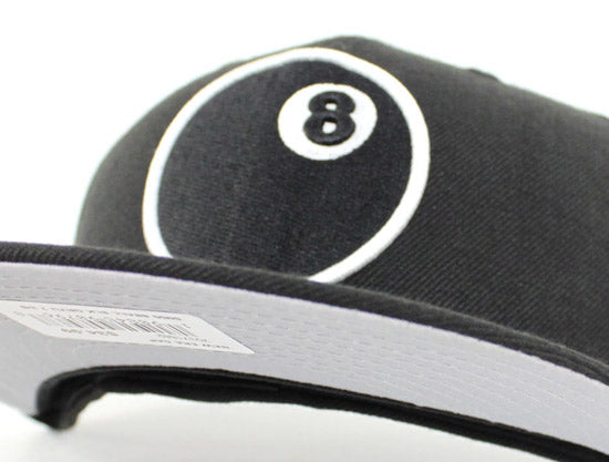 8 Ball New Era 59Fifty Fitted Hats (Black White Gray Under Brim)