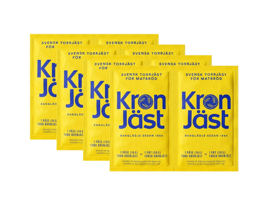 KronJäst Torrjäst Matbröd 8 x 14g – Swedish Instant Dry Yeast for Bread Doughs | Swedish Cravings